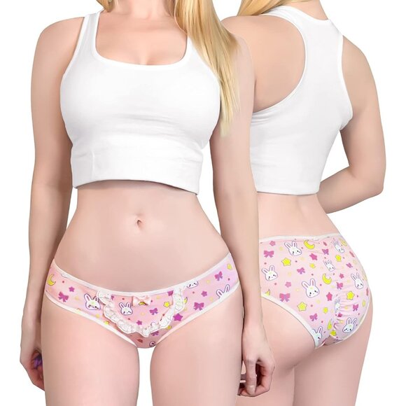 🆕 Women Pink Ladies Soft Cotton Underwear Comfortable Hipster 5Pack Panties Set - Picture 6 of 9